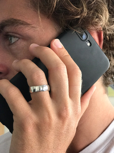 Sterling Hammer Textured band