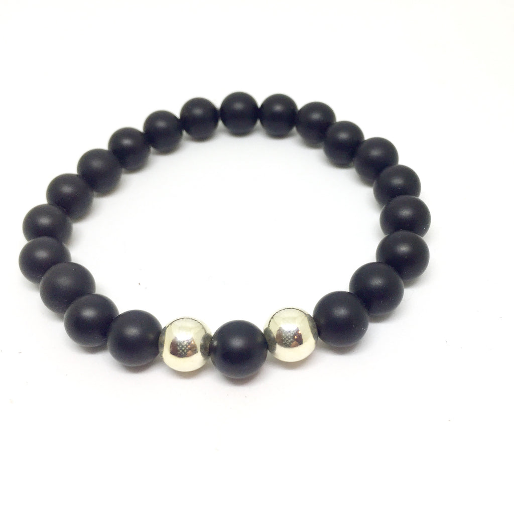 10mm Onyx, Odd Even, Sterling bracelet