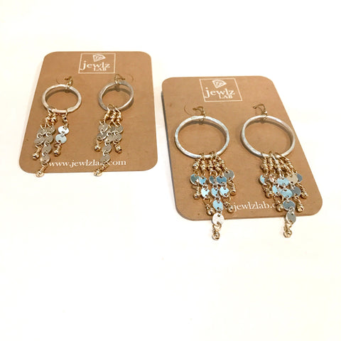 Mixed Metal Chandelier Disc Earrings