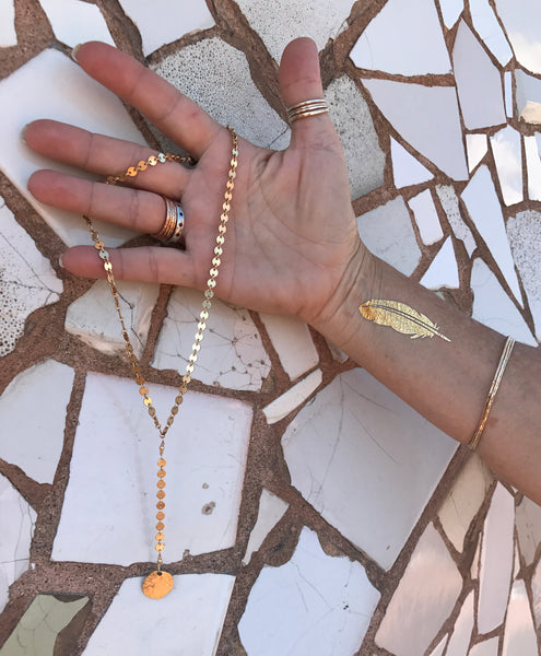 Gold Disc Y Necklace
