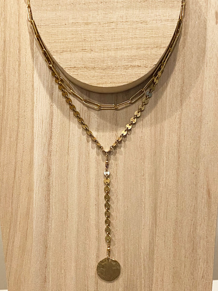 Gold Disc Y Necklace