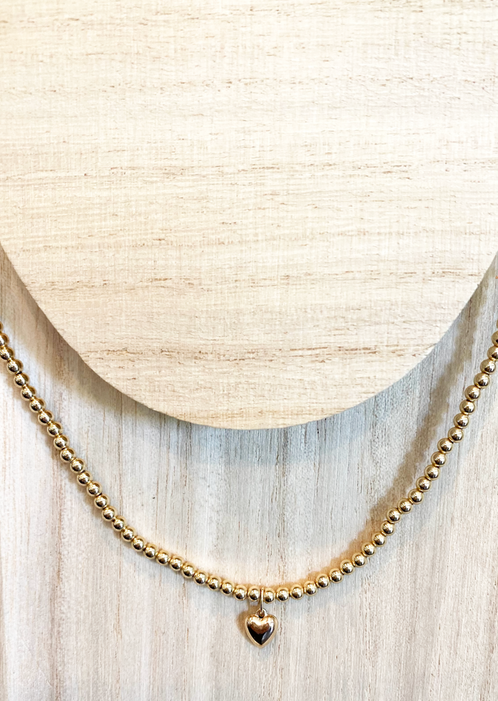 3mm Beaded Heart Necklace