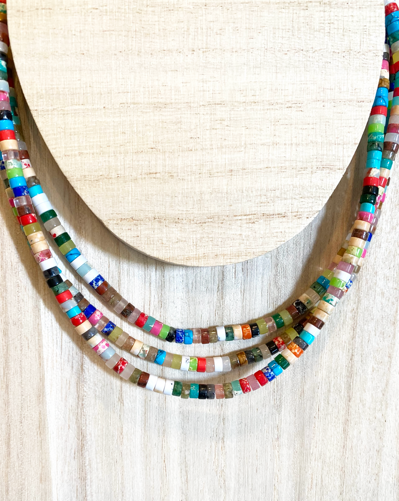 Multi-Color Heishi Gemstone Necklace