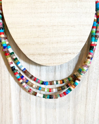 Multi-Color Heishi Gemstone Necklace