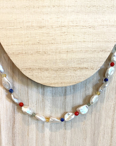 Petal Pearl & Gem Necklace