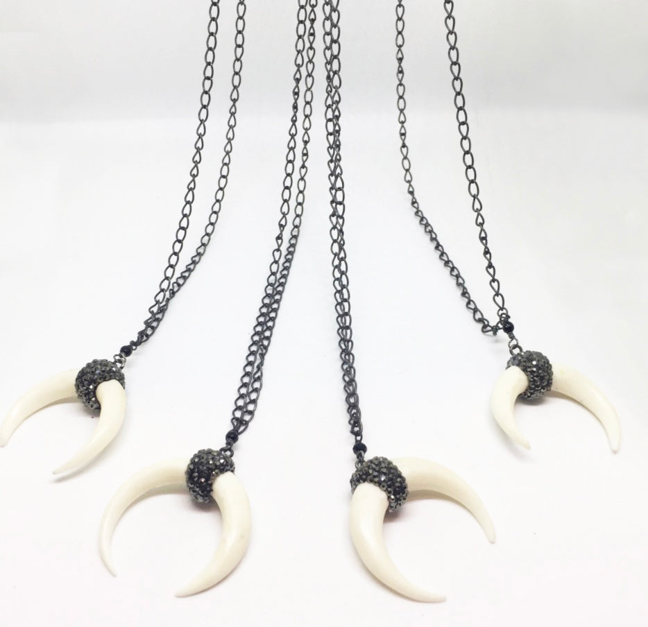 Crescent Sparkle Long Pendant