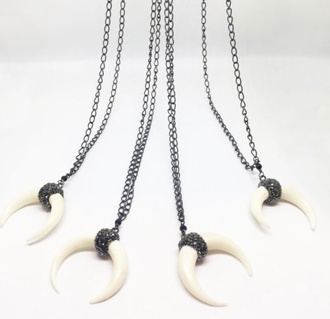 Crescent Sparkle Long Pendant