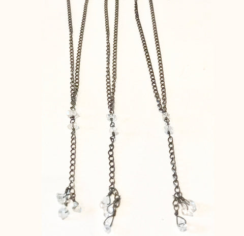 Herkimer Oxidized Y necklace