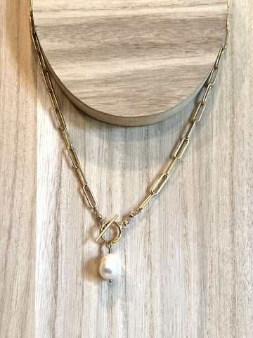 Paperclip Baroque Pearl pendant