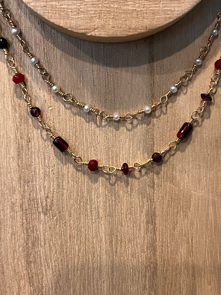 Hand wrapped gem necklace