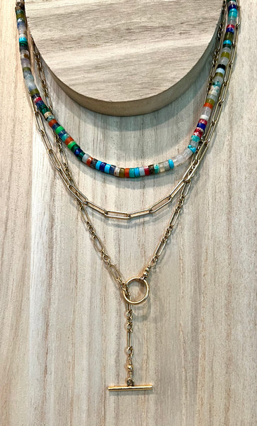 Multi-Color Heishi Gemstone Necklace