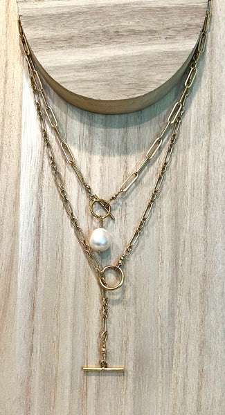 Paperclip Baroque Pearl pendant
