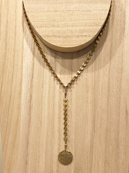 Gold Disc Y Necklace