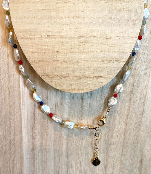 Petal Pearl & Gem Necklace