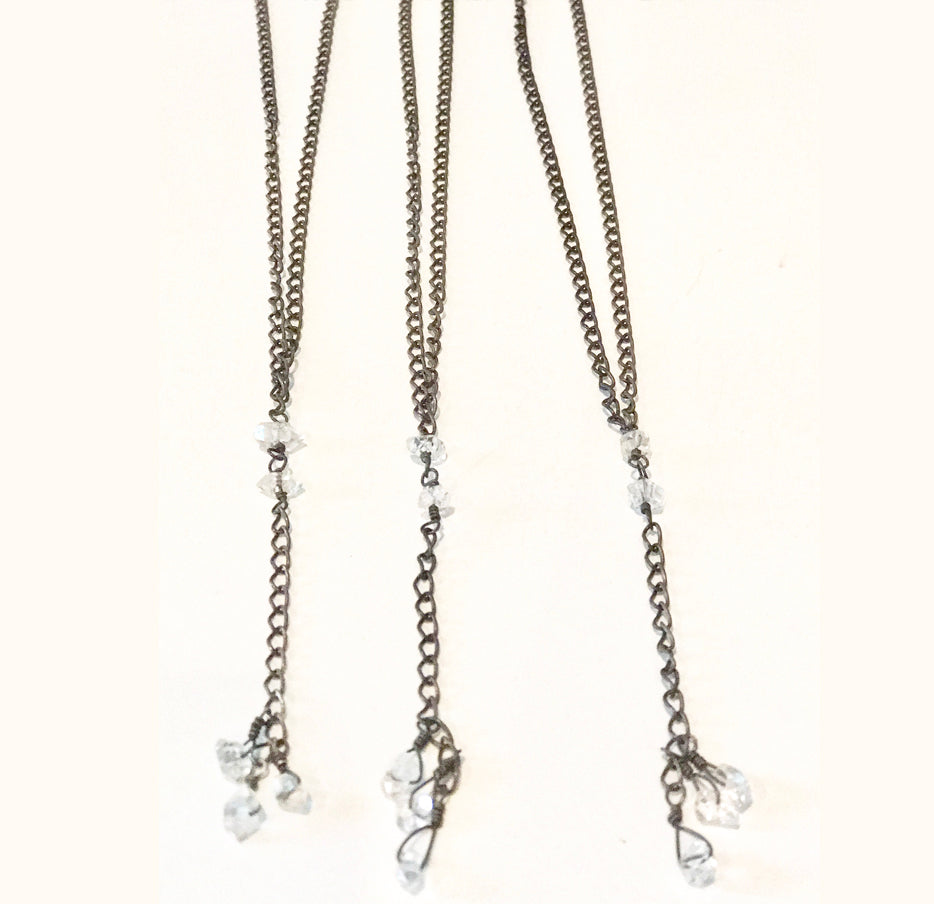 Herkimer Oxidized Y necklace