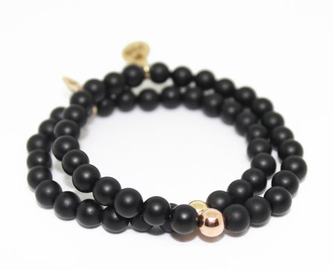 Black Onyx and gold stretch bracelet